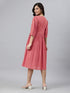 Peach Pure Cotton Solid Gathered Dress